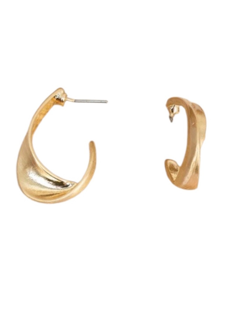 Elio Shift the View Matte Gold Tone Hoop Stud Earrings (NWT)